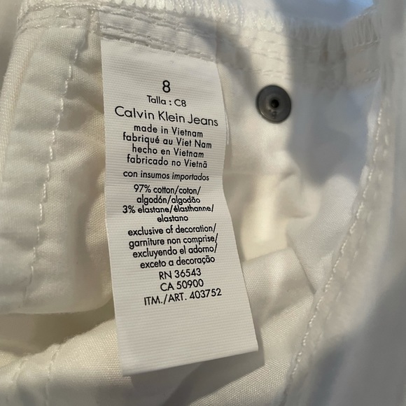 NWT Calvin Klein white crop straight leg cotton blend zipper closure pant size 8 - Picture 10 of 12